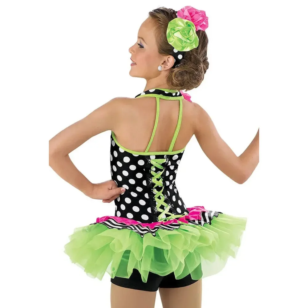 Pre-Owned Dance Costume XS Child Green Weissman 6851 Jazz Tap Latin Clogging Po